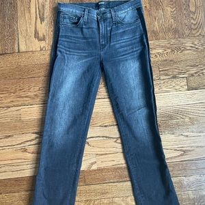 Hudson kick flare black jeans with velvet trim